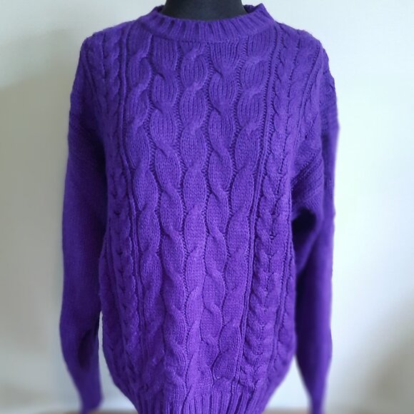 Vintage Purple Cable Knit Sweater - Picture 3 of 6